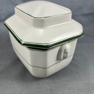 Rectangle Lidded Sugar Bowl Newport Pottery Vitrified Green Line Restaurant Ware
